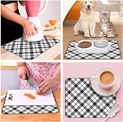 Ultra Absorbent Dish Drying Mats - Machine Washable and Super Fast Drying - Practical Solution for Efficiently Drying Dishes - 15,7 by 19,6 Inches (Black)