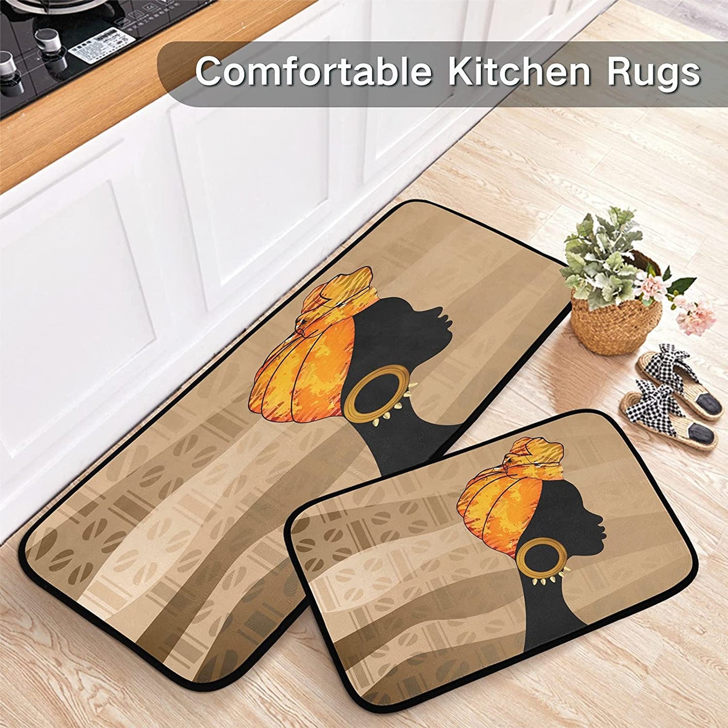 2 Pieces Honeycomb Beehive Wasp Bumblebee Anti Fatigue Kitchen Rug Set - 20"x28"+20"x47" 20"x28"+20"x47"