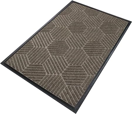 WaterHog Silver - Commercial-Grade Entrance Mat with Honeycomb Pattern & Rubber Border - (Greige, 2' x 3')