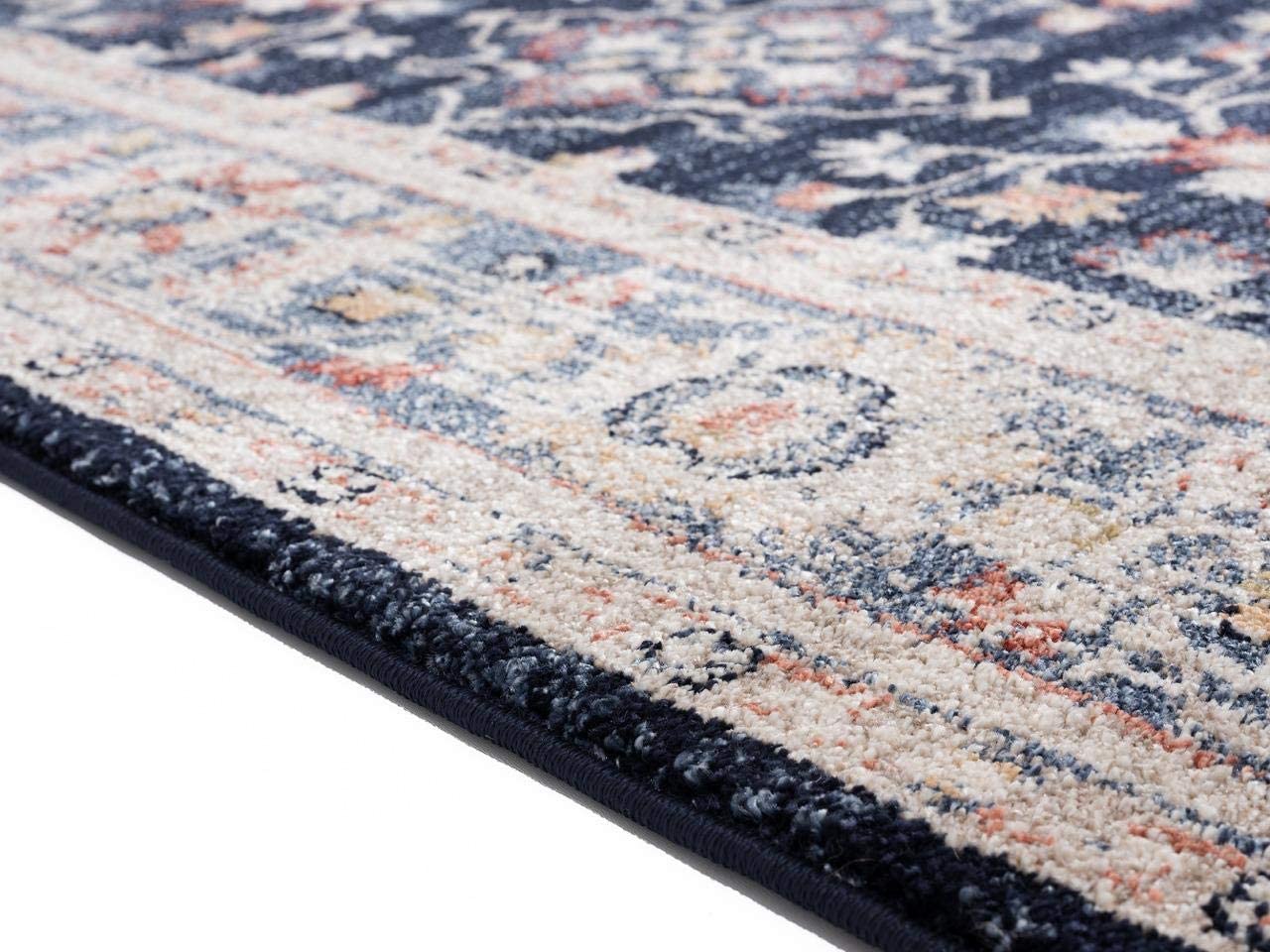 Waterloo Navy Oriental Soft Area Rug