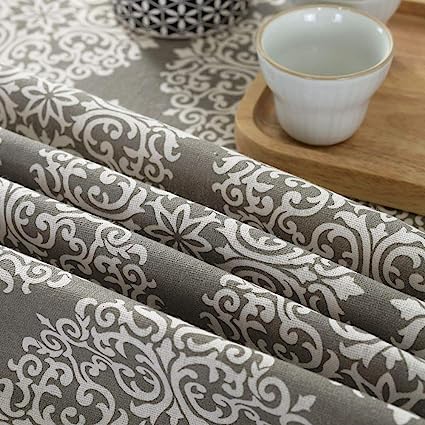 Medallion Floral Tablecloth (Round - 60", Gray Medallion)