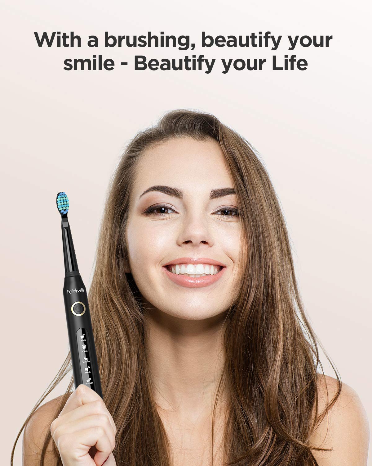 Electric Toothbrush Powerful Sonic Cleaning - Rechargeable with Timer, 5 Modes, 3 Brush Heads for Adults and Kids