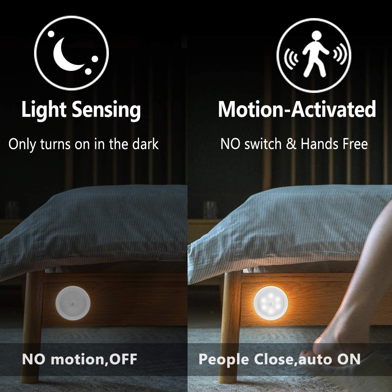 3Packs Motion Sensor Light Indoor,LED Closet Lights,Night Light Battery Powered (Cool White)