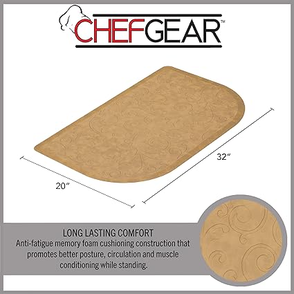 Anti-Fatigue Gelness Clarance Design Cushioned Faux Leather Comfort Chef Mat Skid-Resistant - Set of 2-17.5"x48" & 17.5"x28" Wedge - Dark Grey