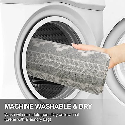 Non-Slip, Geometric, Washable Area Rugs (2x3, Black & Off-White）