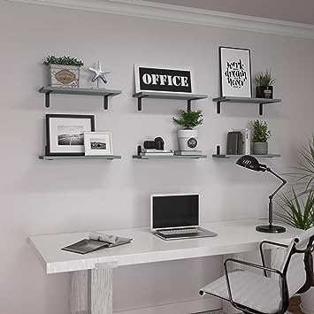 Set of 6 Wood Floating Wall Mounted