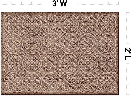 Capri Transitional Floral Circles Textured Flat Weave Easy Cleaning Outdoor Rugs - 2' x 3' Brown