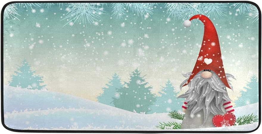 Christmas Gnome  Non-Slip Bath Rug Runner Doormats, 39x20 Inches