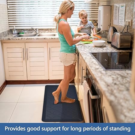 Anti Fatigue Cushioned Non Slip Standing Mats for Home Kitchen Sink Office Standing Desk Standup Desk Riser Laundry (Black, 17.3" x28"+17.3" x28"-0.47")