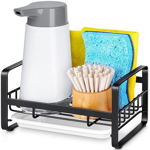 304 Stainless Steel Kitchen Soap Dispenser Caddy Organizer,