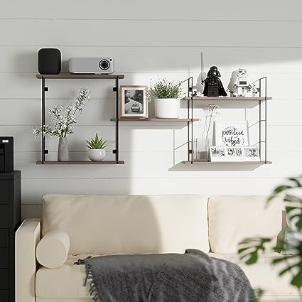 5 Pcs Wall MountedFloating Shelves with Metal Frame