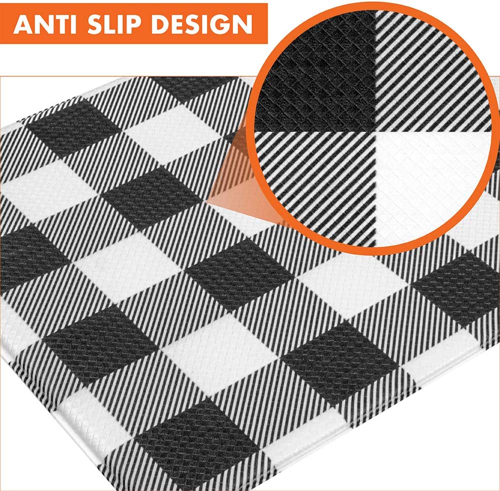 Anti Fatigue Reversible Cushioned Memory Foam Kitchen Rug Pad, 32x17 (Marble Gray)