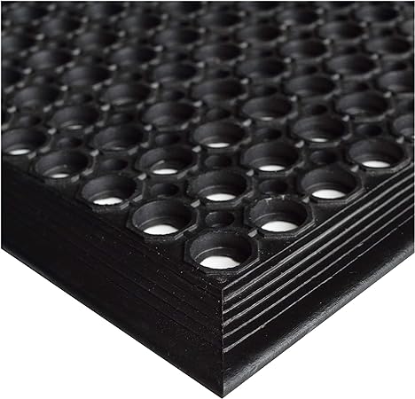 Anti-Fatigue Outdoor Rubber Drainage with Non-Slip Backing Heavy Duty Mat for Restaurant Industrial Use-3'x 5' Black Mat-Ideal Bar Accessory