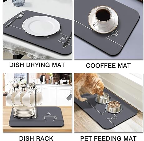 Accessories for Countertop Pioneer Flower Absorbent Hide Stain Rubber Backed Dish Drying Mats, (20x12in)