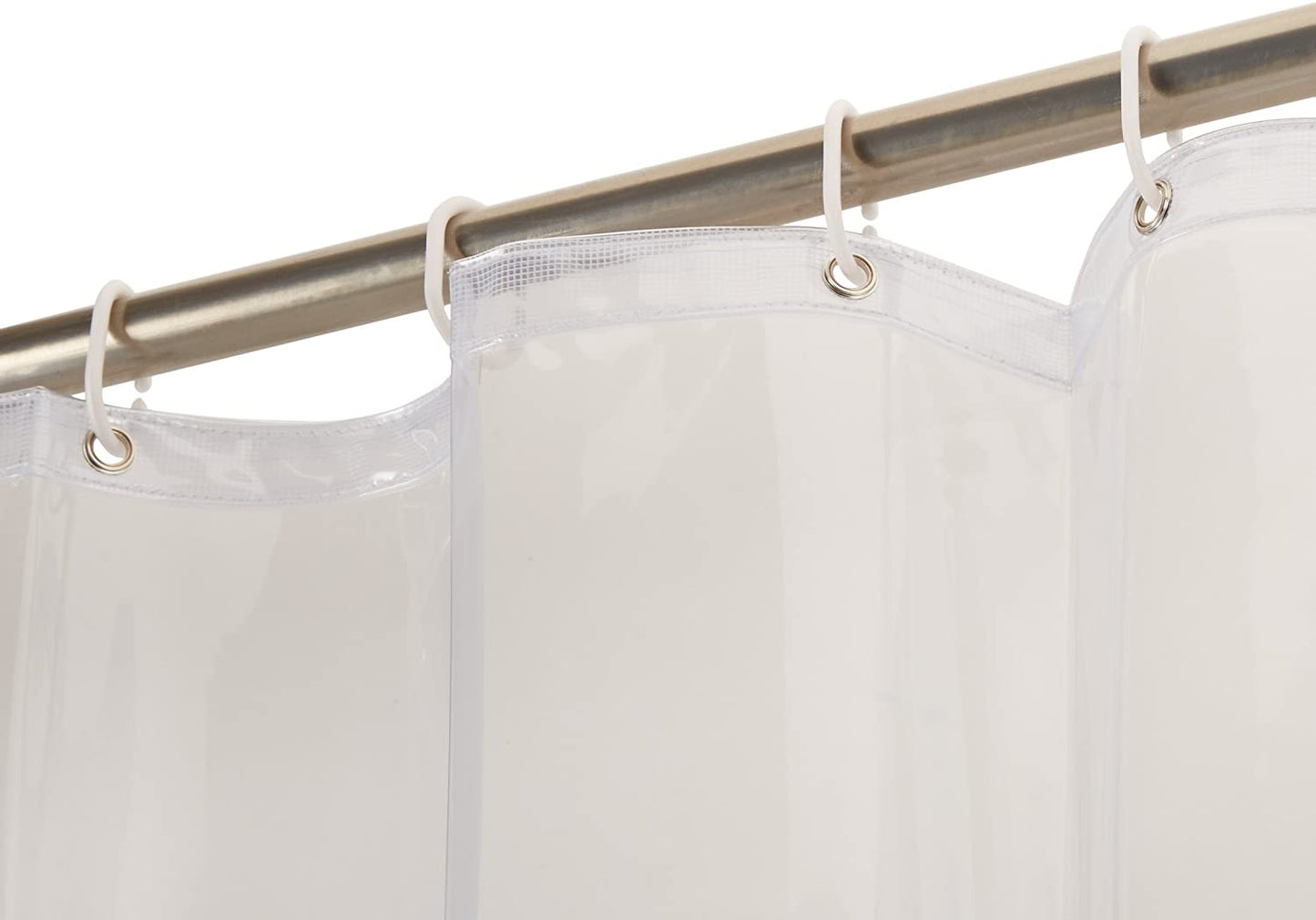 Vinyl Bathroom Shower Curtain Liner with Metal Grommets and Plastic Hooks - 72" x 72", Clear