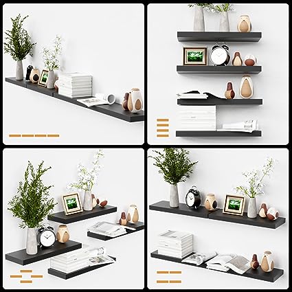 4 Sets White Floating Shelves for Wall