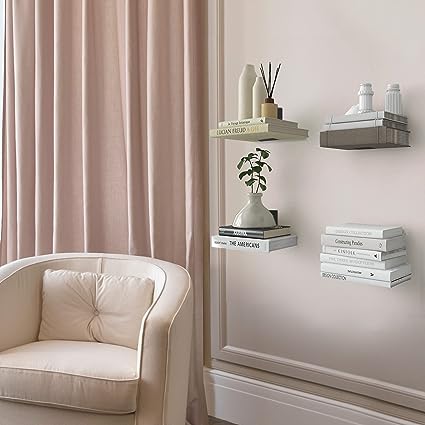 Invisible Floating Bookshelves Wall Mounted, White 3-Pack Extra Large