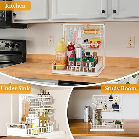 Stone Drying Counter Instant Dry Diatomaceous Earth Sink Caddy Organizer with Stainless Steel Feet (L White)
