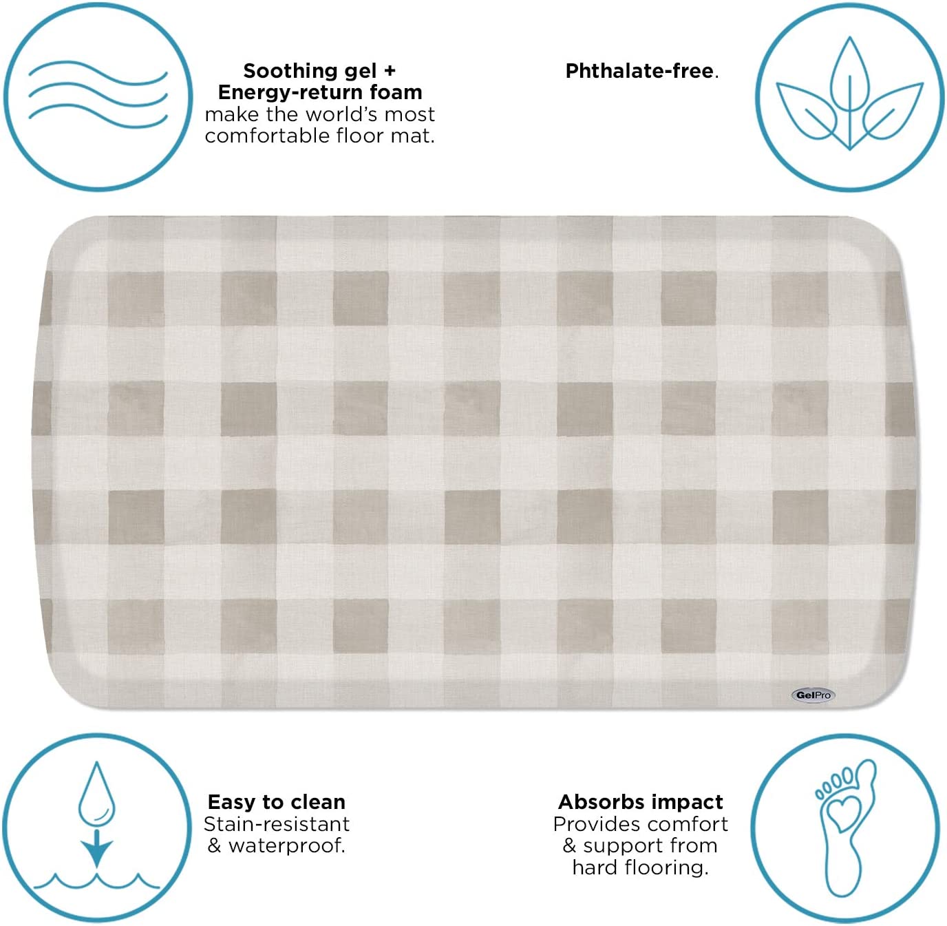 Linen Truffle Elite Premier Gel & Foam Anti-Fatigue Kitchen Floor Comfort Mat, 20" x 36"