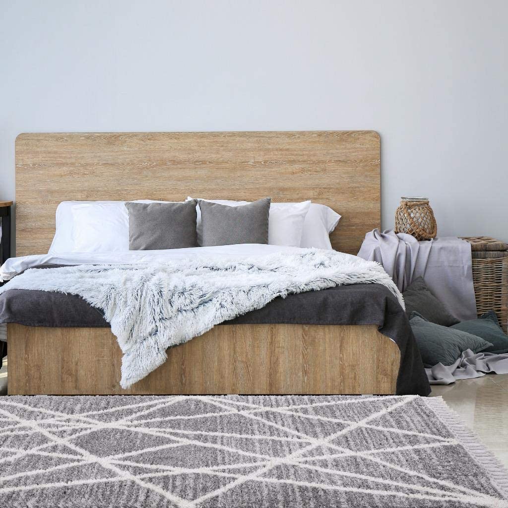 Shaggy Collection Grey Shagg Geometric Soft Area Rug