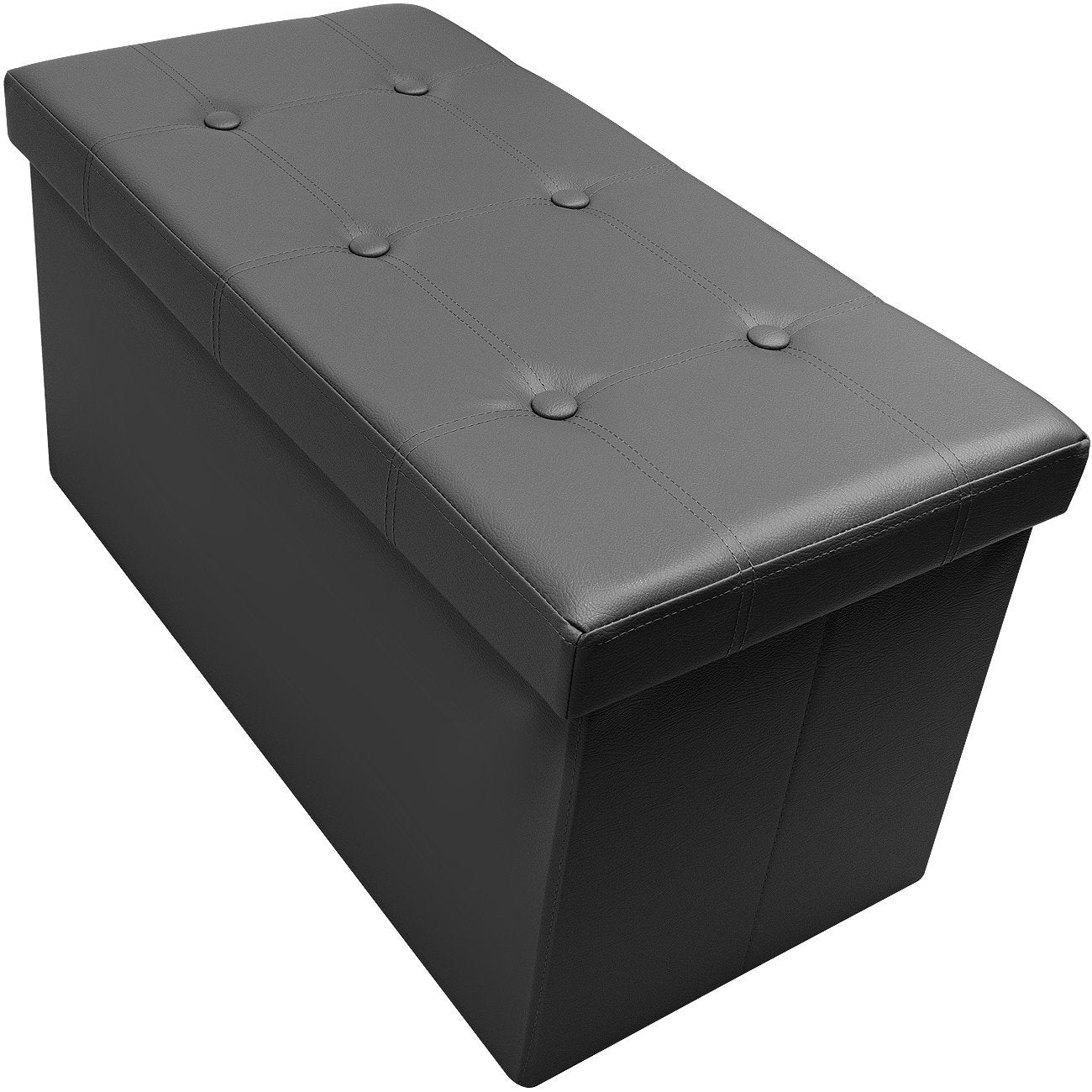 Contemporary Faux leather Storage Bench Ottoman