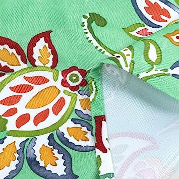 Medallion Outdoor Tablecloth with Umbrella Hole - Water Resistant Spillproof Table Cover (Zippered - 60" x 60" Square, Light Green)