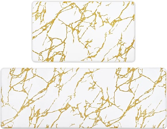 Cushioned Anti-Fatigue Waterproof Non-Slip Kitchen Mats and Rugs, 17''x47'' + 17''x30''