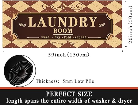 Laundry Room Rug 20"X59", Farmhouse Runner Rug Non Slip Waterproof Laundry Room Mat Floor Carpet for Kitchen, Washhouse, Mudroom