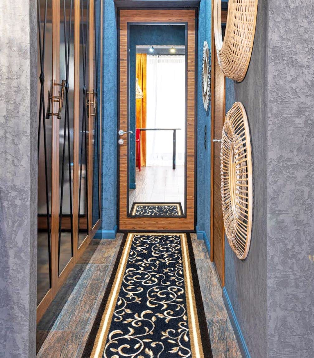 Non Slip Rubber Back  Kitchen Rug Anti Slip Stair Treads (Red, Runner (20" x 59"))