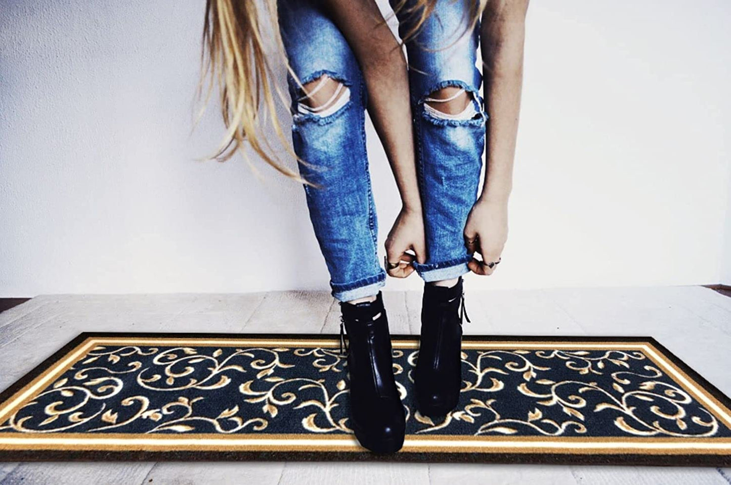 Non Slip Rubber Back  Kitchen Rug Anti Slip Stair Treads (Red, Runner (20" x 59"))