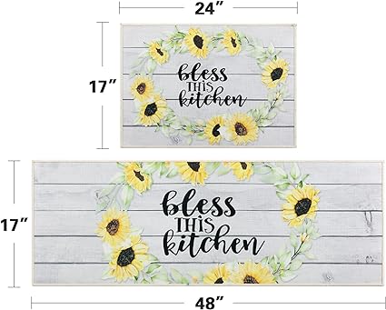 Non-Slip Backing Natural Design Throw Rug Lemon Design, 17"x48"+17"x24"