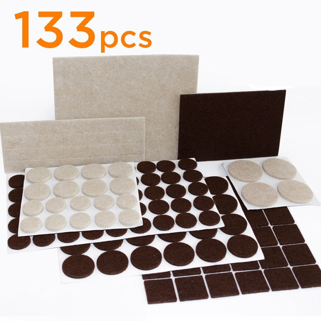 Furniture Felt Pads For Hardwood & Laminate Flooring Protection - 133 pcs various sizes