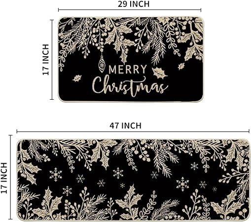 Holly Mistletoe Merry Christmas Doormat, 17x29 Inch