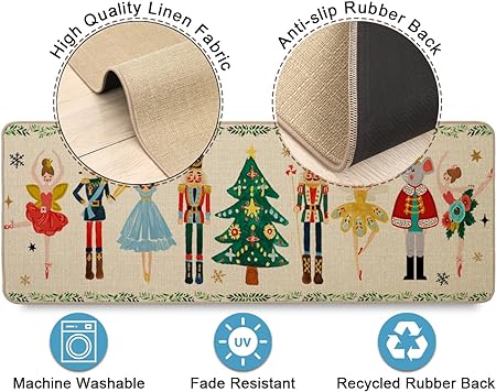 Non Skid Washable Black and White Boho Kitchen Rug Sets of 2, 17x29 and 17x47 Inch