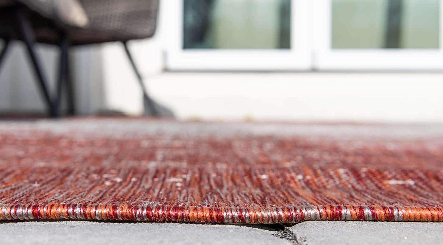 Outdoor Modern Collection Distressed Gradient Transitional Rust Red
