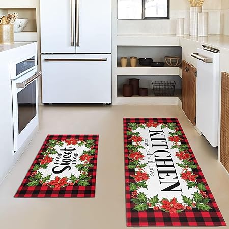 Non Skid Washable Black Santa Claus Christmas Rugs and Mats