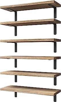 Set of 6 Wood Floating Wall Mounted
