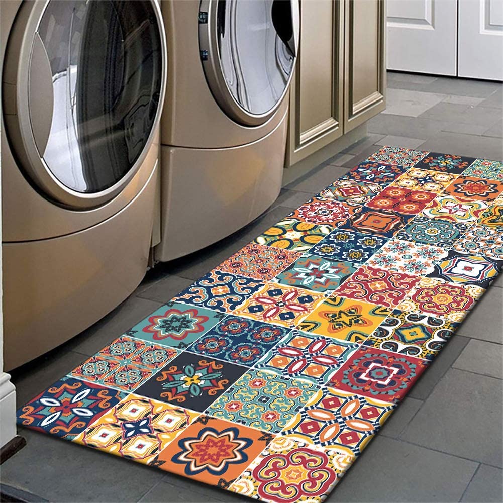 Set of 2 Non Slip, Cushioned Anti Fatigue Kitchen Rugs 17 Inch x 29 Inch+ 17 Inch x 47 Inch