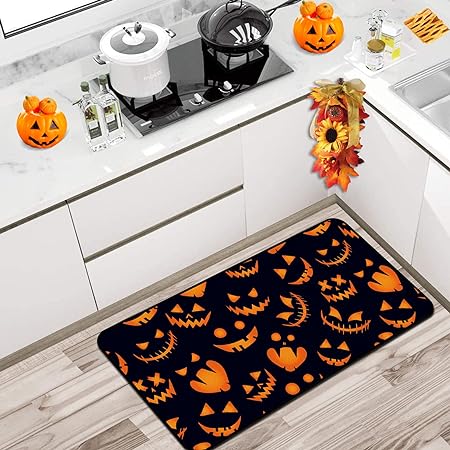 Halloween Non Slip Cushioned 20 x 39 Inch Jack-O'-Lantern Doormats