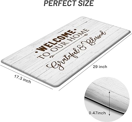 Non Skid Washable Anti Fatigue Mat Waterproof Cushioned Kitchen Matt for Standing 17.3"x29", Farmhouse