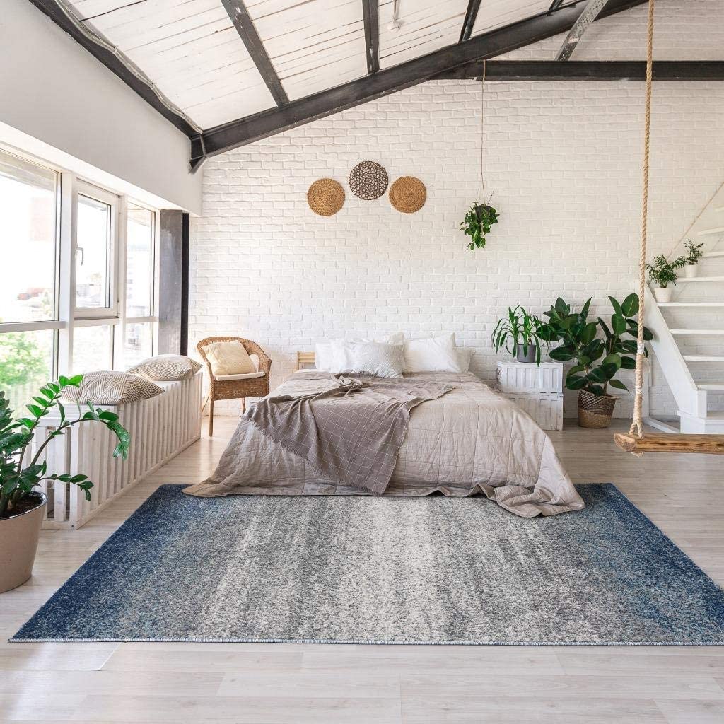 Lagos Collection Blue Modern Soft Area Rug