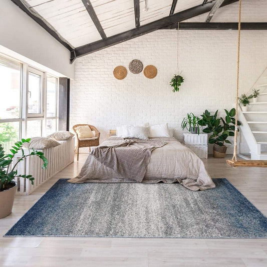 Lagos Collection Blue Modern Soft Area Rug