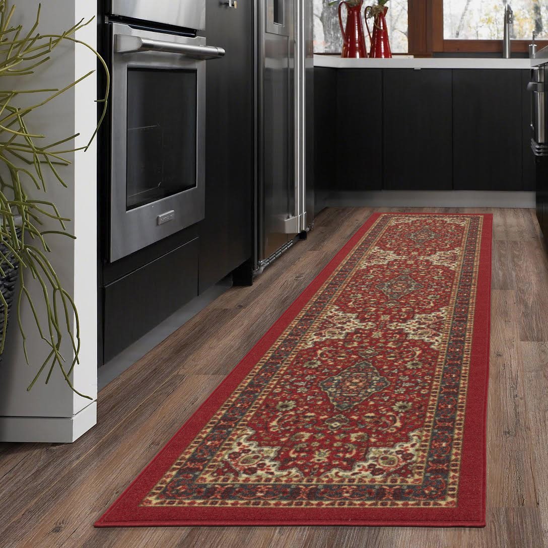 Persian Oriental Design Red Non-Skid Area Rugs