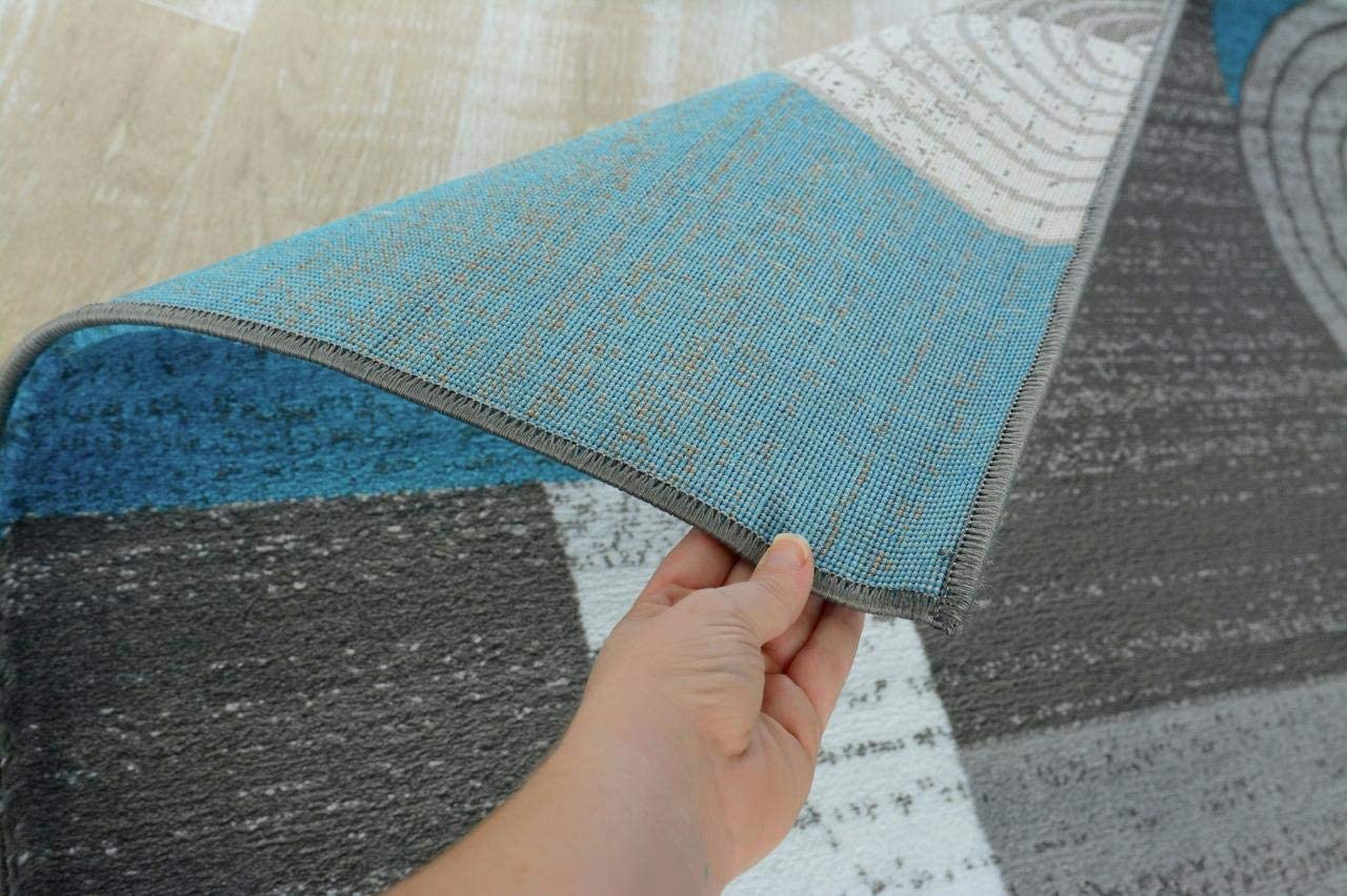 Modern Trendz Abstract Premium Blue Grey White Soft Area Rug