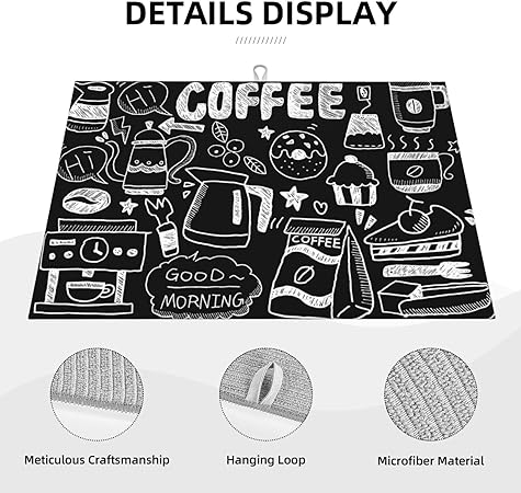 Bird Dish Drying Mat, Absorbent Microfiber Reversible Mats for Kitchen Counter, 16x18 Inch