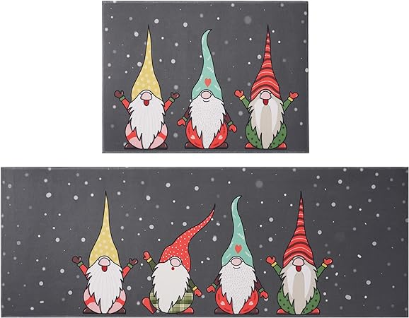 Non Skid Washable Black Santa Claus Christmas Rugs and Mats