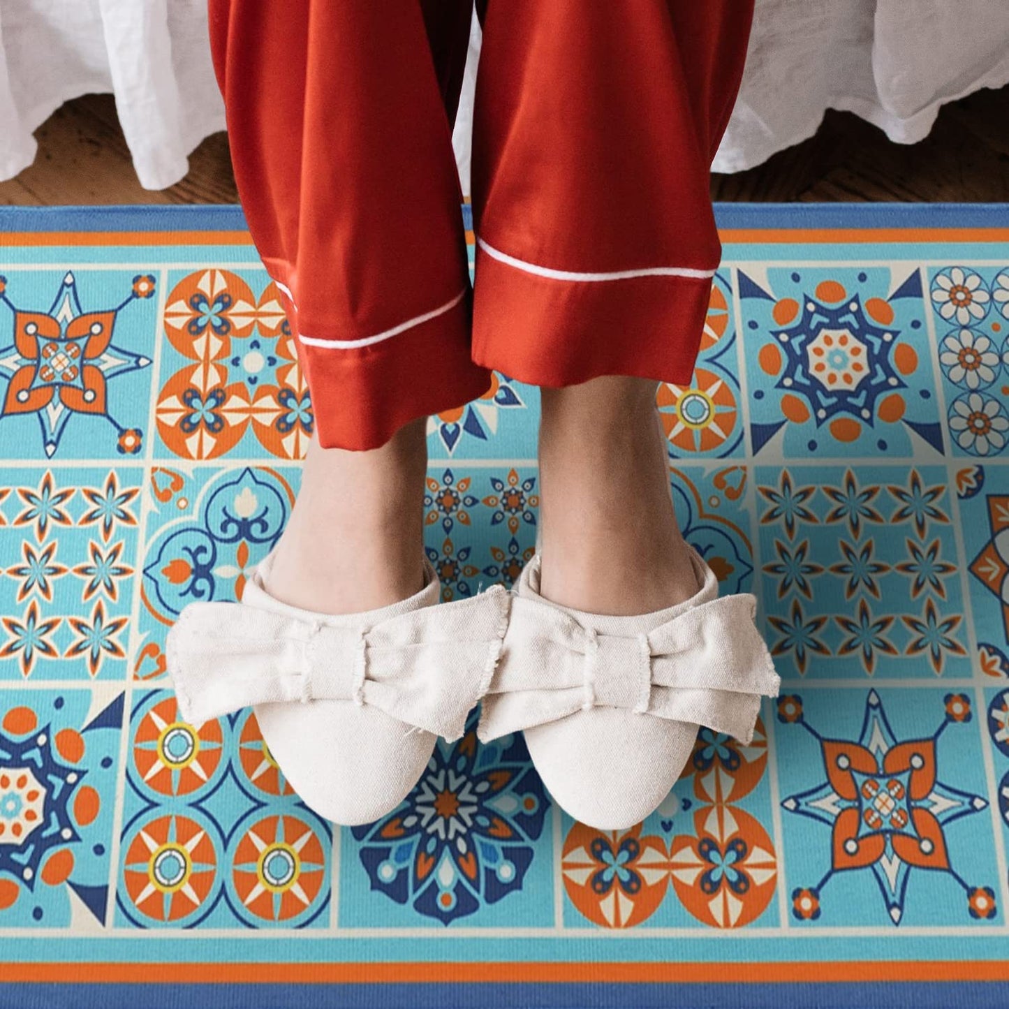 Set of 2- Plant Floral Butterfly Kitchen Rugs with Runner Decor Accessories Things - 17x30 and 17x48 Inch