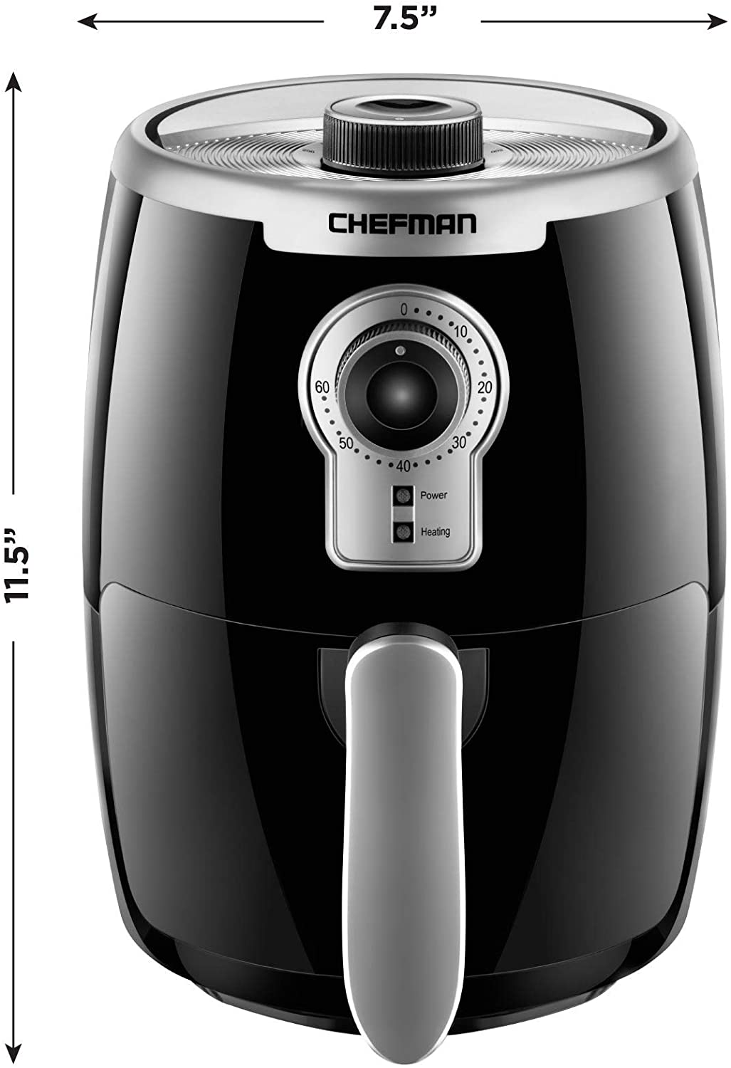 Black 2 Liter Air Fryer Temp Control