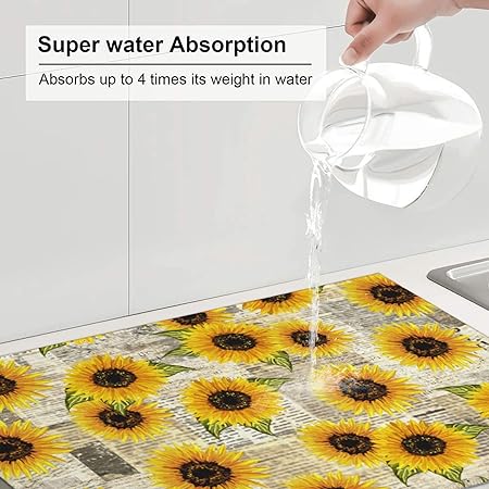 Bird Dish Drying Mat, Absorbent Microfiber Reversible Mats for Kitchen Counter, 16x18 Inch