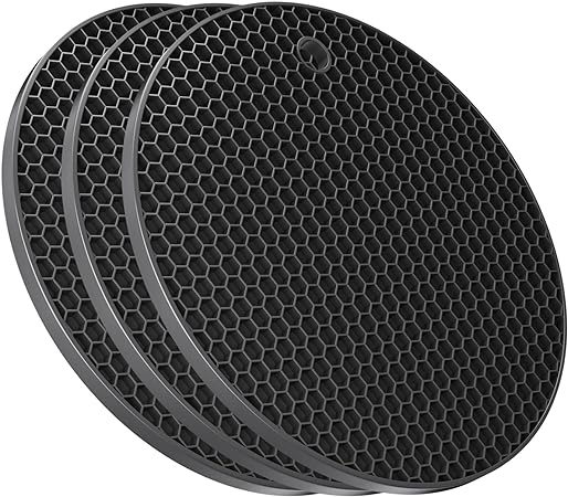 Ultra Thick 8mm Silicone Trivets for Hot Dishes Pots and Pans, Set of 3